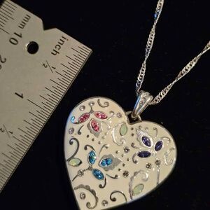 Brighton enamel and crystal heart necklace on 18" chain